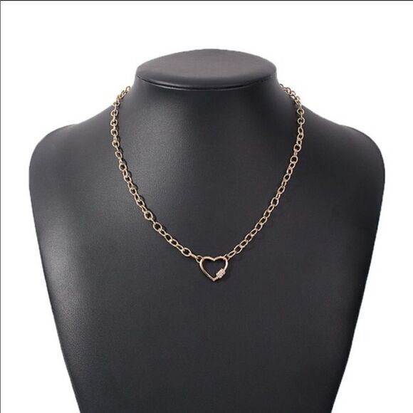 Necklace Heart Retro Zinc Alloy Rhinestone CHIC - Picture 6 of 8